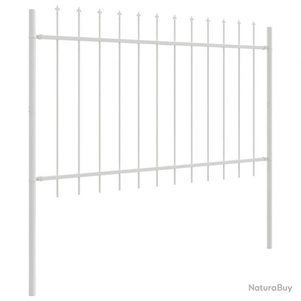 Clture de jardin avec une pointe blanche - 1,7 x 0,8 m - Acier