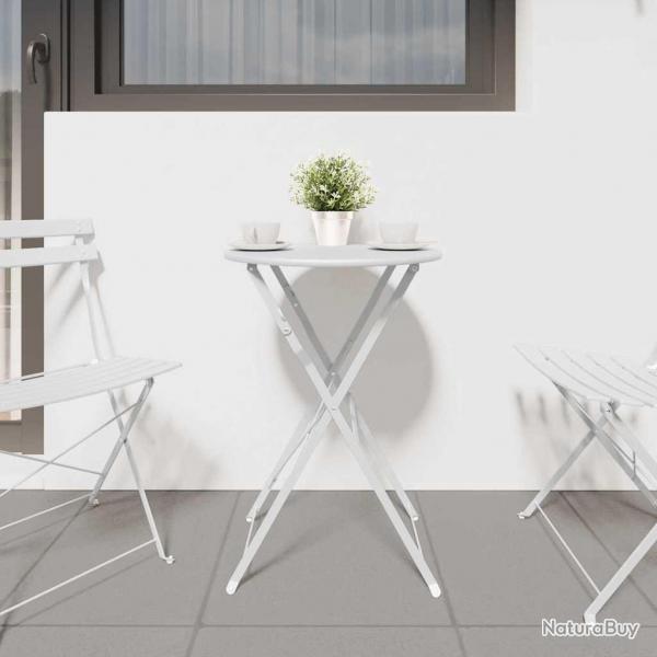 Table de bistro pliable blanche 50 x 71 cm en acier maill