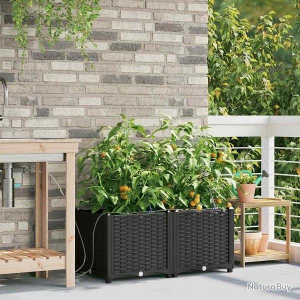 Jardinires de jardin 1 pc Noir 80 x 40 x 37.5 cm Plastique