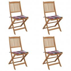 Chaises pliables de jardin lot de 4 avec coussins Bois d'acacia