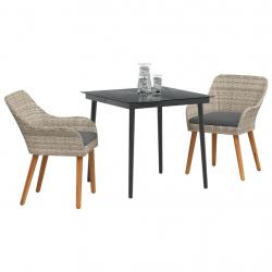 Ensemble de salle à manger 3 pcs Gris clair et noir