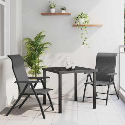 Ensemble repas de jardin 3 pièces en rattan poly gris