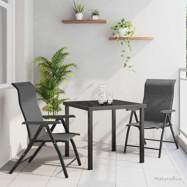 Ensemble repas de jardin 3 pices en rattan poly gris