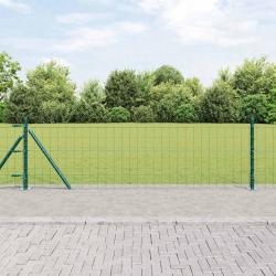 Clôture Euro avec 13 poteaux à embase 0,6x50 m en acier galvanisé