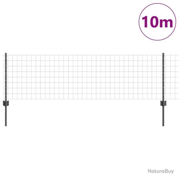 Clture Euro avec 5 poteaux en U Gris 0,6x10 m Acier