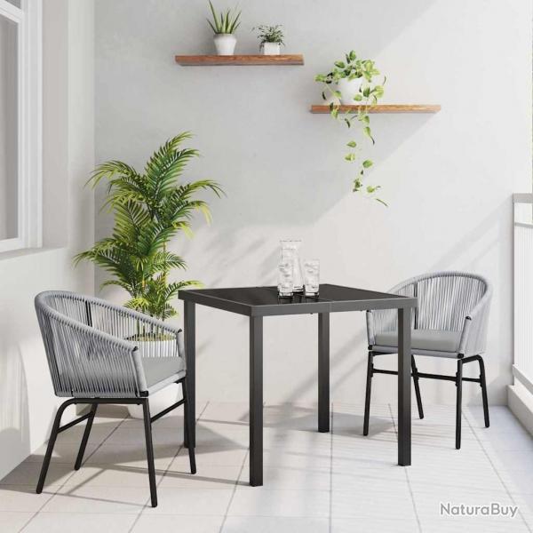 Ensemble de salle  manger de jardin 3 pices - Rattan poly gris