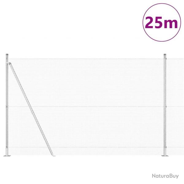 Clture en fil soud avec 13 poteaux  semelle 1,5x25 m Acier galvanis