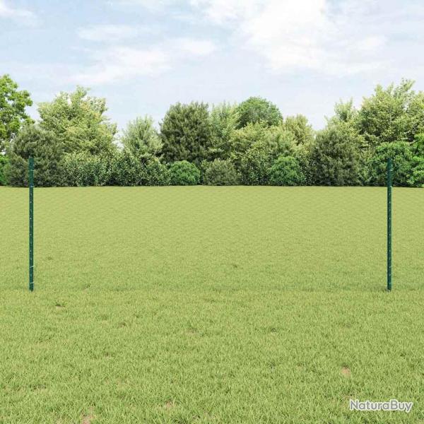 Poteaux de Clture 5 pcs U-Channel Vert 80 cm Acier
