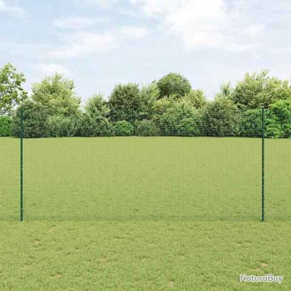 Clture en Fil Soud avec 22 Pieux U Verte 1.4x50 m Acier