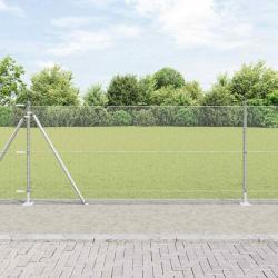 Clôture avec poteaux Argent 1 x 50 m Acier recouvert de PVC