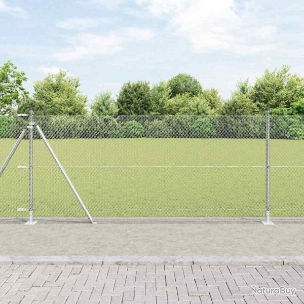 Clture avec poteaux Argent 1 x 50 m Acier recouvert de PVC