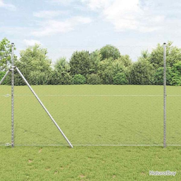 Clture Hexagonale Grise Argent 1.6 x 25 m Acier galvanis