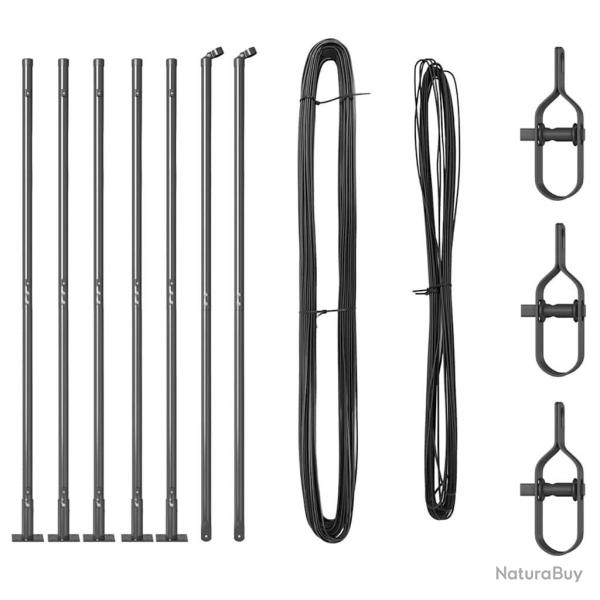 Ensemble de poteaux de clture 7 pcs Gris 32mm 160 cm Bton
