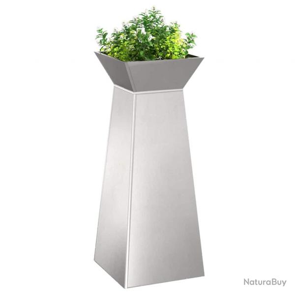 Jardinires pilier de jardin , 2 pices avec bol, 40x40x100 cm, en acier inoxydable.