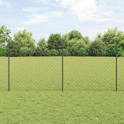 Clôture en Chaîne avec 44 Poteaux en U Gris 1,2x25 m Acier