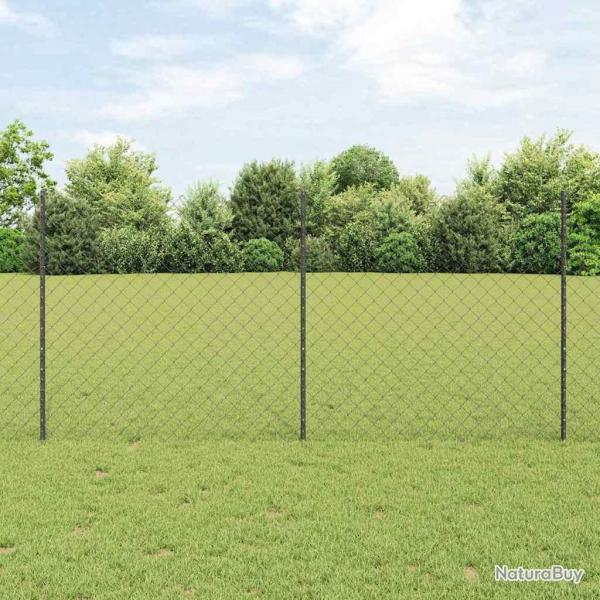 Clture en Chane avec 44 Poteaux en U Gris 1,2x25 m Acier