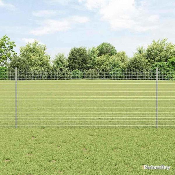 Clture en Fil Soud avec 44 Potes U Argent 1x50 m Acier
