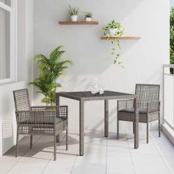 Ensemble de salle à manger pour jardin 3 pcs Gris