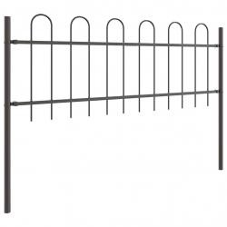 Clôture de jardin gris avec arceau, 8,5x0,6 m en acier