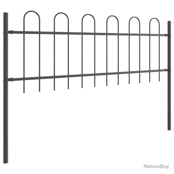Clture de jardin gris avec arceau, 8,5x0,6 m en acier