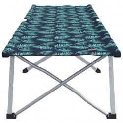 Lit de camping pliable avec sac de transport et motif de feuilles en tissu Oxford 600D