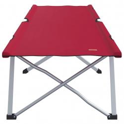 Lit de camping pliant avec sac de transport Rouge en tissu Oxford 600D.