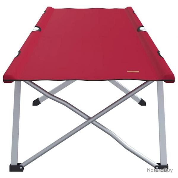 Lit de camping pliant avec sac de transport Rouge en tissu Oxford 600D.
