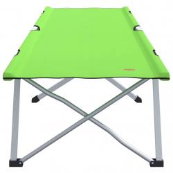 Lit de camping pliant avec sac de transport, en tissu Oxford 600D, vert foncé.