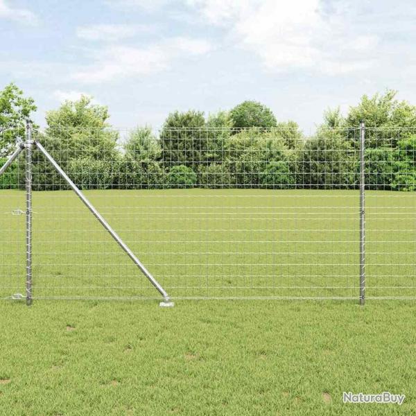 Clture Euro avec 13 poteaux en pointe, 1 x 25m, en acier galvanis