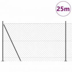 Jeu de Poteaux de Clôture Argent 25 x 1,6 m Acier galvanisé