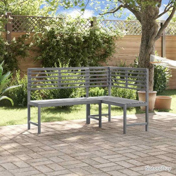 Banc d'angle de jardin Gris 140 cm Bois solide d'acacia