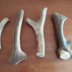 LOT BOIS MUE DE CERF COUTELLERIE OBJETS DIVERS CHIEN