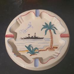 Cendrier Libération Marseille 1945 Jean Pobery modèle déposé  JP 45 marine croiseur bateau céramique