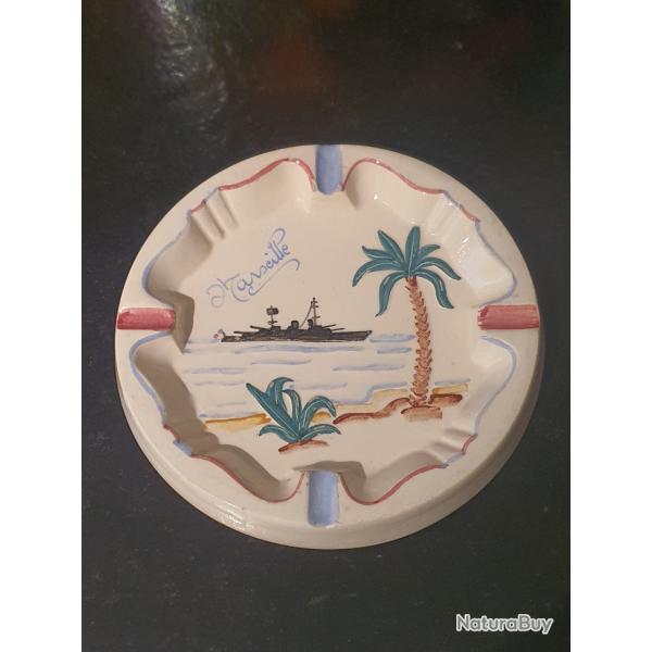 Cendrier Libration Marseille 1945 Jean Pobery modle dpos  JP 45 marine croiseur bateau cramique