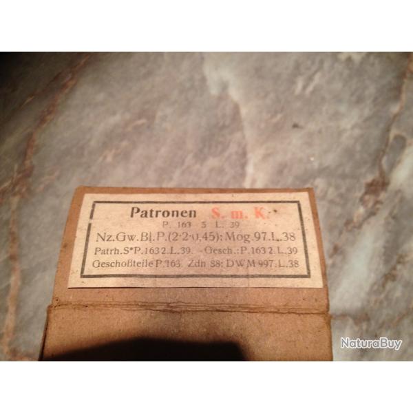 boite vide cartouches mauser smk 1939 ww2