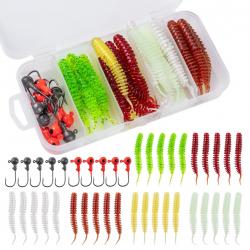 Lot de 40 pcs leurres souple tête plombée boite 5cm 0.7gr perche brochet blackbass