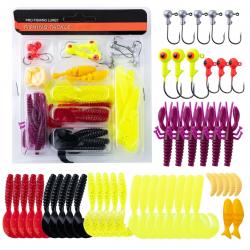 Lot de 40 pcs leurres souple tête plombée boite 5cm 0.7gr perche brochet blackbass perche sandre 3