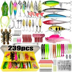 Lot de 239 pcs Leurres souple hameçons tête plombée leurres dur 2