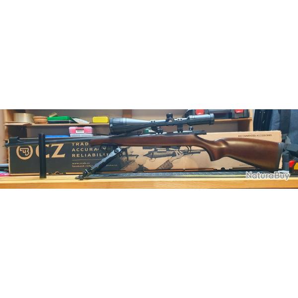 CZ 457 22 LR + lunette Hawke 4-16x50 + bipied + silencieux + housse - 1ere mains - 2 ans