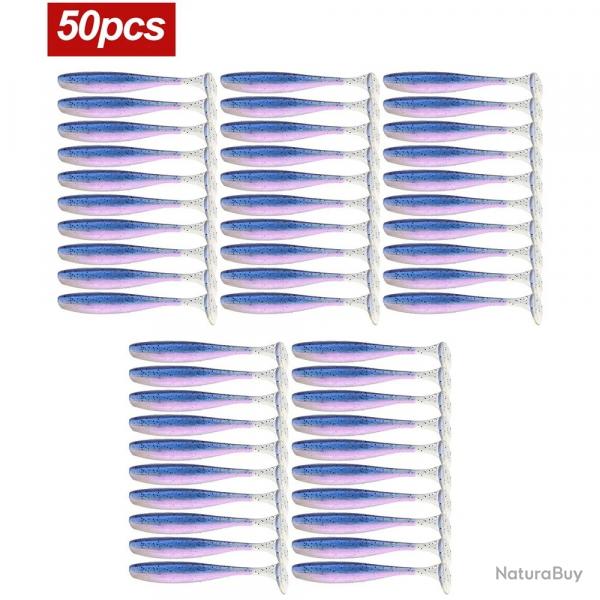 50 pcs mini leurres souples shad 3.5cm style 1