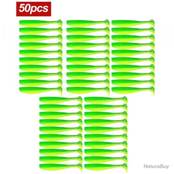 50 pcs mini leurres souples shad 3.5cm style 3