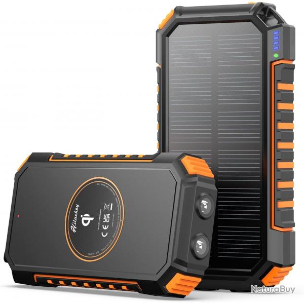 Chargeur Solaire 26800mAh avec 4 USB Portable Batterie Externe, USB C pour Smartphones