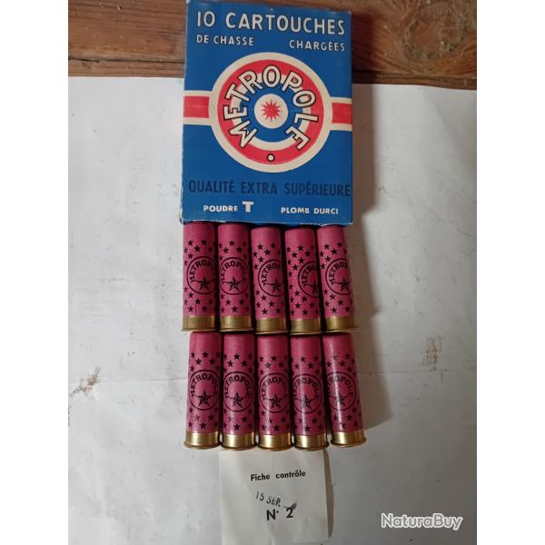 Bote de 10 cartouches anciennes cal 16 douilles cartons  MTROPOLE