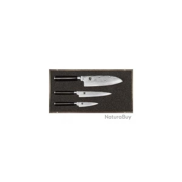 Set de 3 couteaux Kai SHUN DM.0700 + DM.0701 + DM.0702 coffret bois.