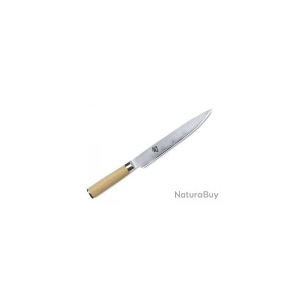 Couteau  trancher Kai SHUN WHITE Lame 23 cm acier damas inox compos de 32 couches