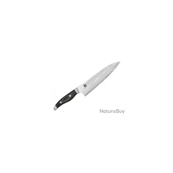 Couteau chef Kai SHUN NAGARE Lame 20 cm 2 types d'acier VG2 et VG10 damas 72 couches