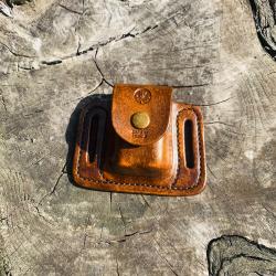 pochette en cuir d'artisan, pour 2 munitions de calibre 12/70    (3)