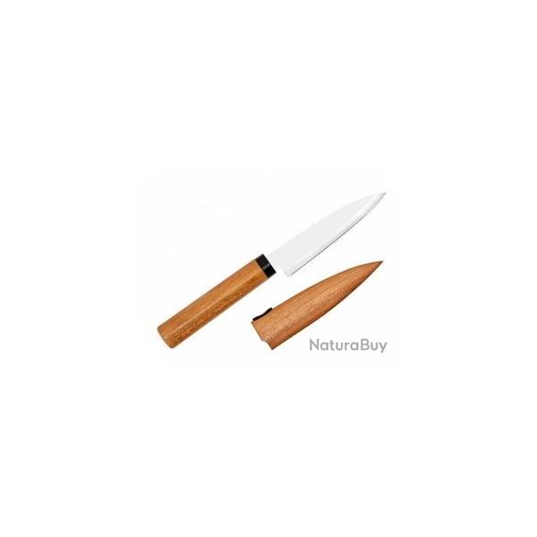 Couteau  fruit Kai lame 9 cm inox, manche et tui cerisier.