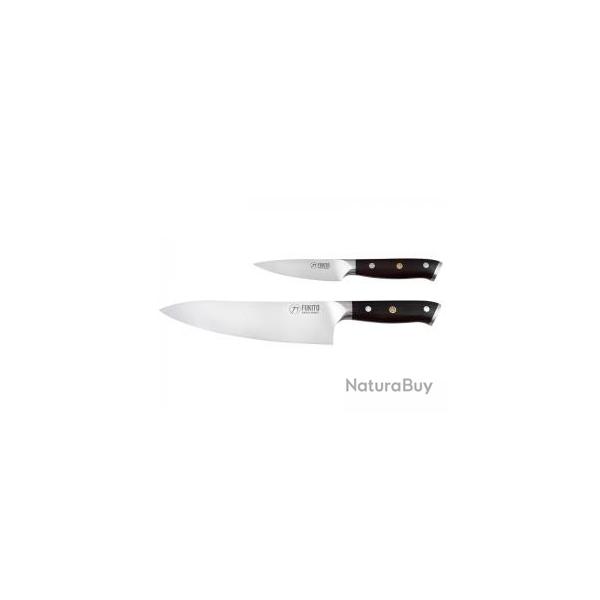 Coffret 2 couteaux Fukito EBENE X50 office 9 cm - rf. B13S.SG et chef 21 cm - rf. B13S.CS