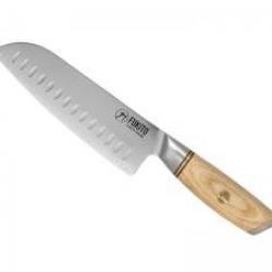 Couteau santoku Fukito PAKKA SAN MAI lame alvéolée 18cm acier 10Cr15CoMoV